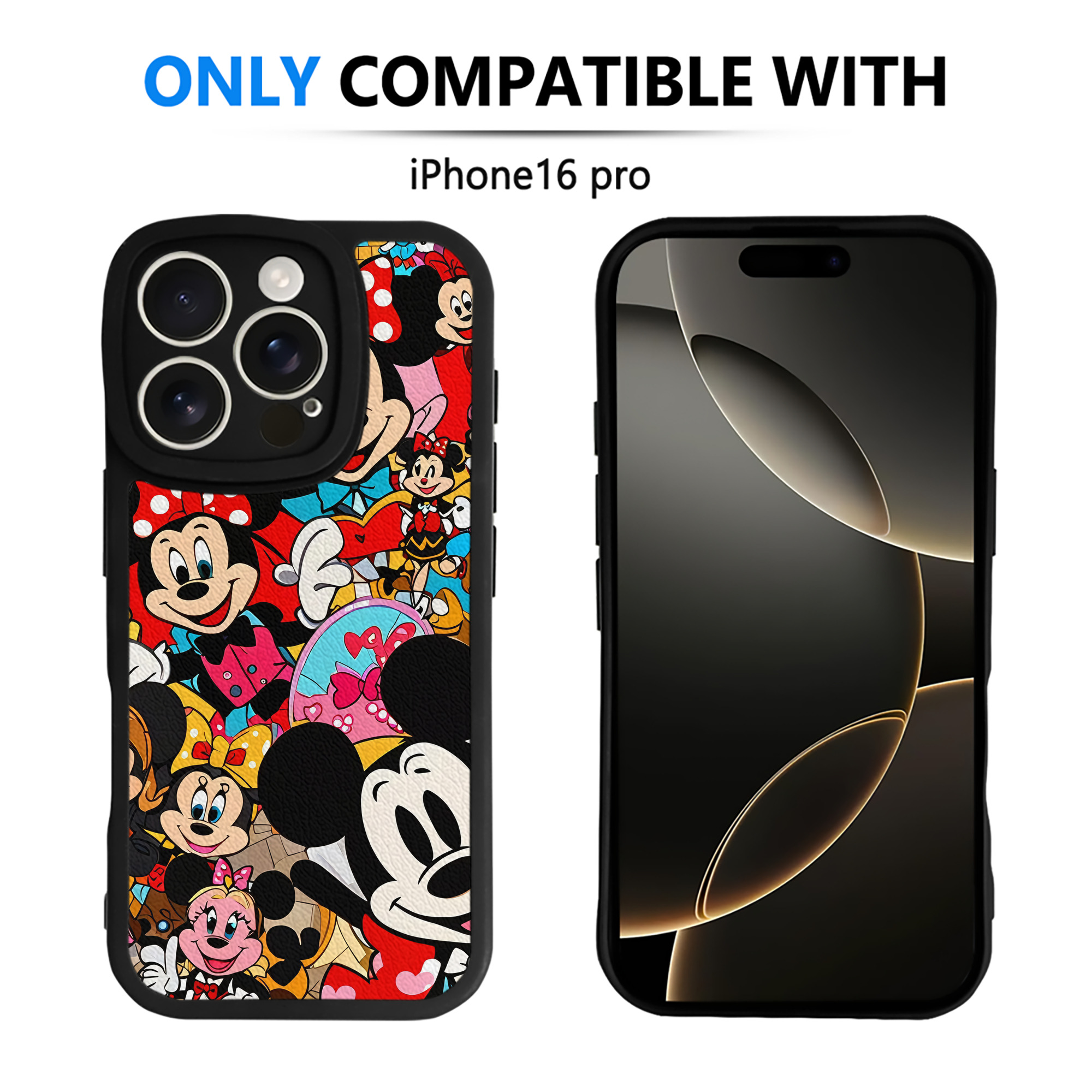 （画像用） ミッキーマウス Mickey Mouse 【iPhone 16シリーズ対応】シリコンスマホケース（レザー調） 材質：シリコン